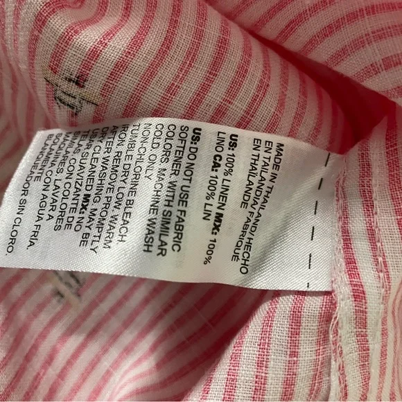Chicos Red stripe linen blouse with bee print sz 14 - Picture 7 of 7